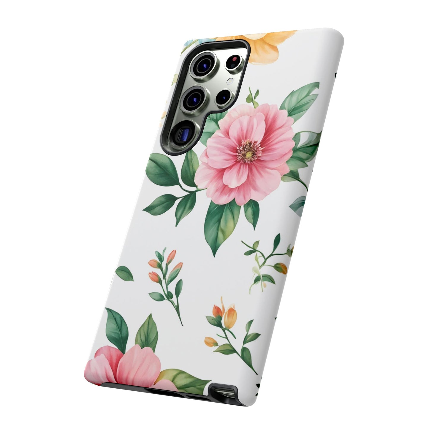 Floral Tough Phone Case — Pink Peony Protective Phone Cover