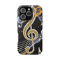 Music Notes Magnetic Impact-Resistant Phone Case — Gold Treble Clef Design