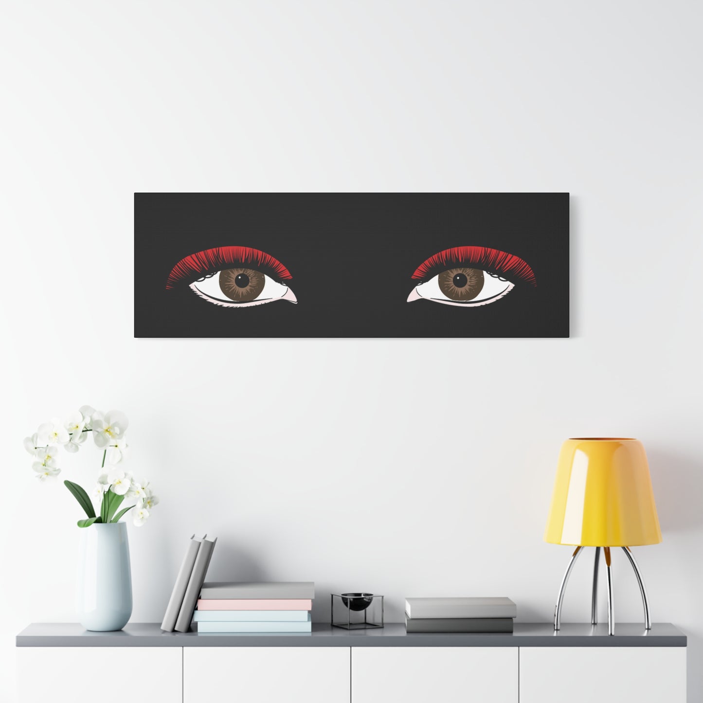 Red Lashes Wall Art Canvas — Glam Eyes Makeup Decor