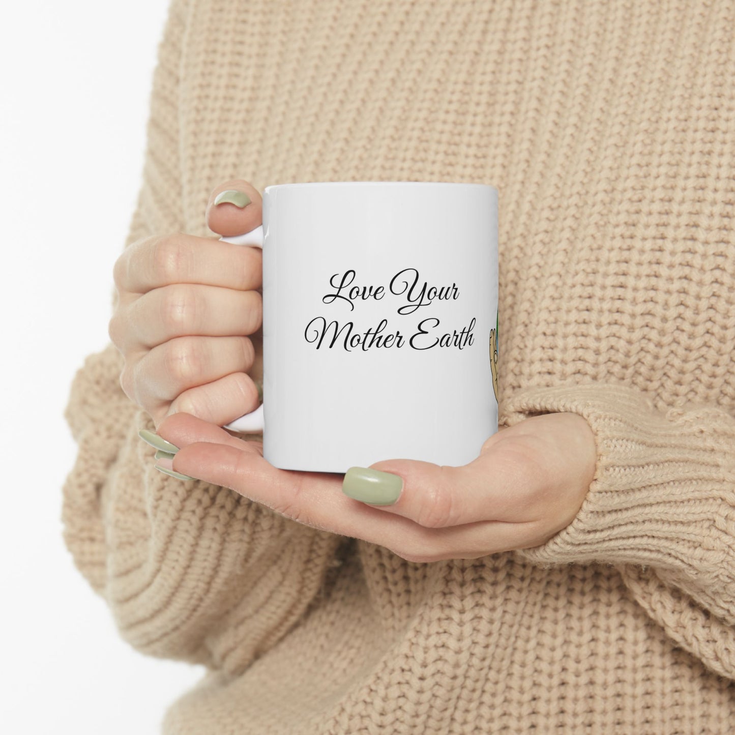 Save Your Mother Earth Ceramic Mug – Eco-Friendly Earth Illustration (11oz, 15oz)