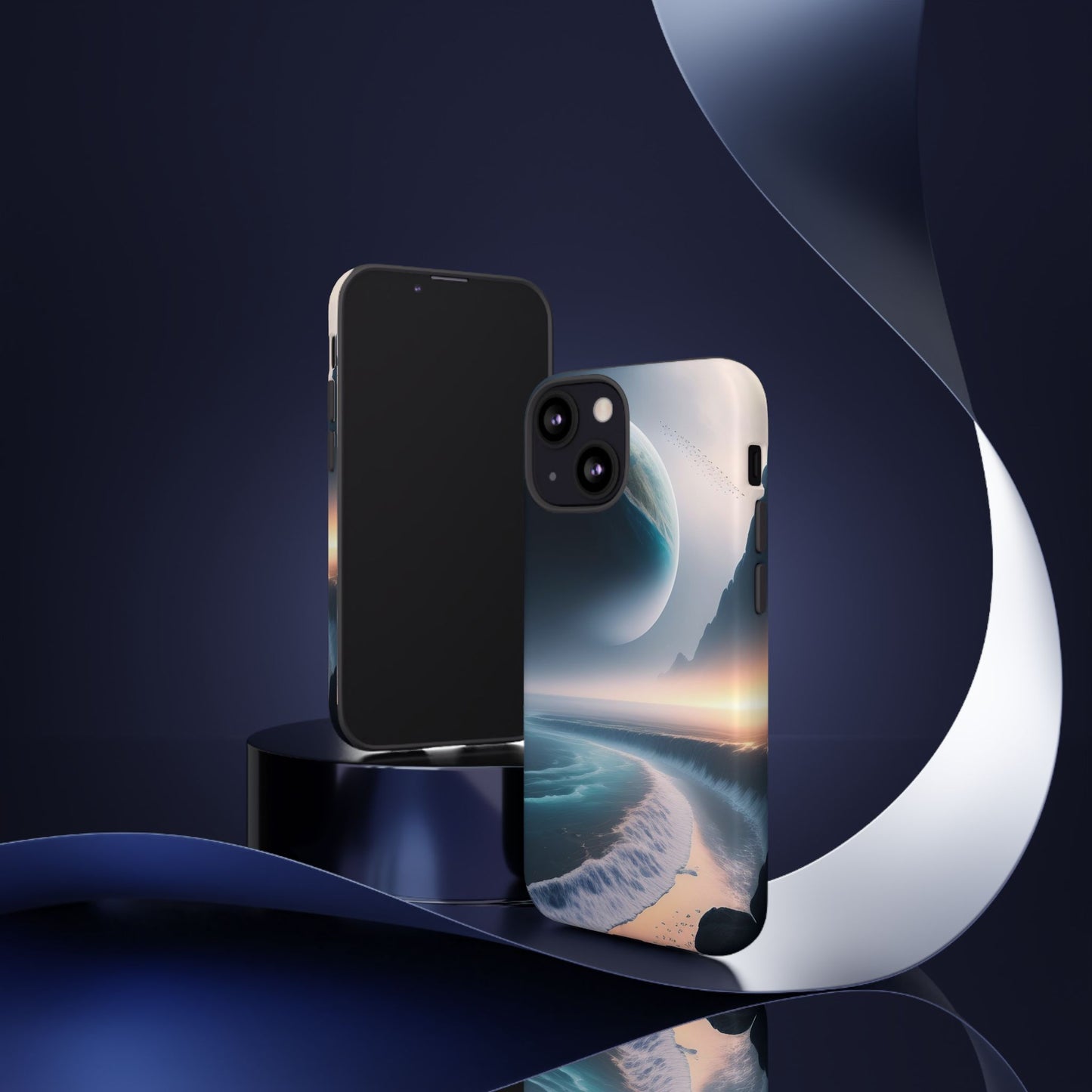 Galaxy Ocean Phone Case — Surreal Planet Beach Tough Case
