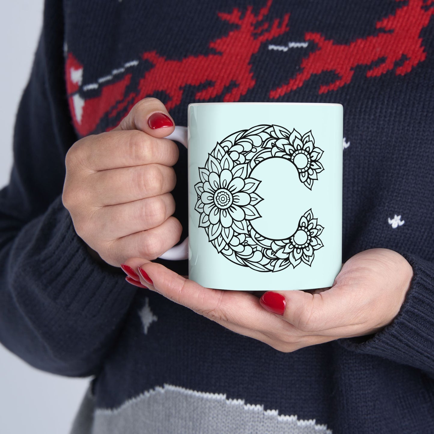 Copy of Mandala Design Ceramic Mug -Letter C Relaxing Gift for Tea Lovers, Coffee Enthusiasts, Home Decor, Perfect for Holidays, Zen Vibe
