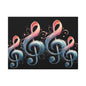 Musical Treble Clef Canvas Wall Art — Pastel Ribbon Notes on Black