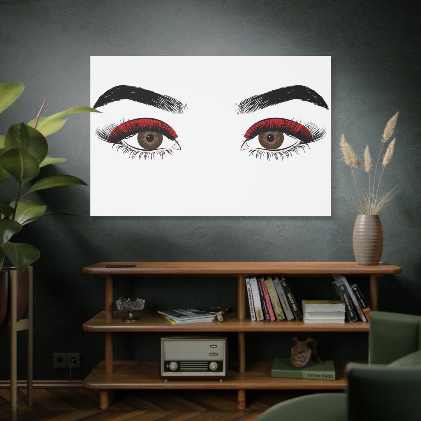 Red Lashes Wall Art Canvas — Glam Eyes Makeup Decor