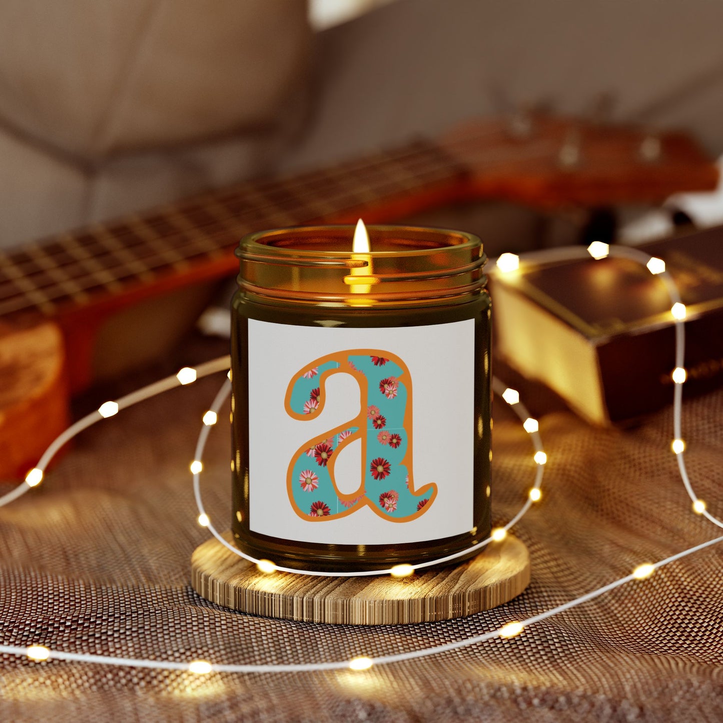 Personalized Floral Scented Candle, Hand-Poured Coconut Apricot Wax, Home Fragrance, Gift for Her, Relaxation, Meditation, Housewarming