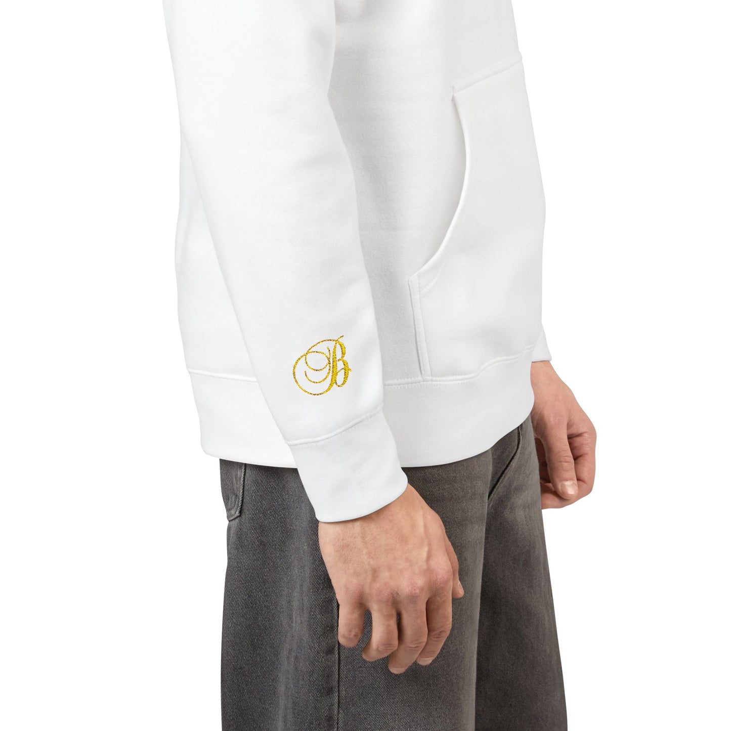 Coral Gold Floral Initial Hoodie — Monogram 'B' Casual Pullover