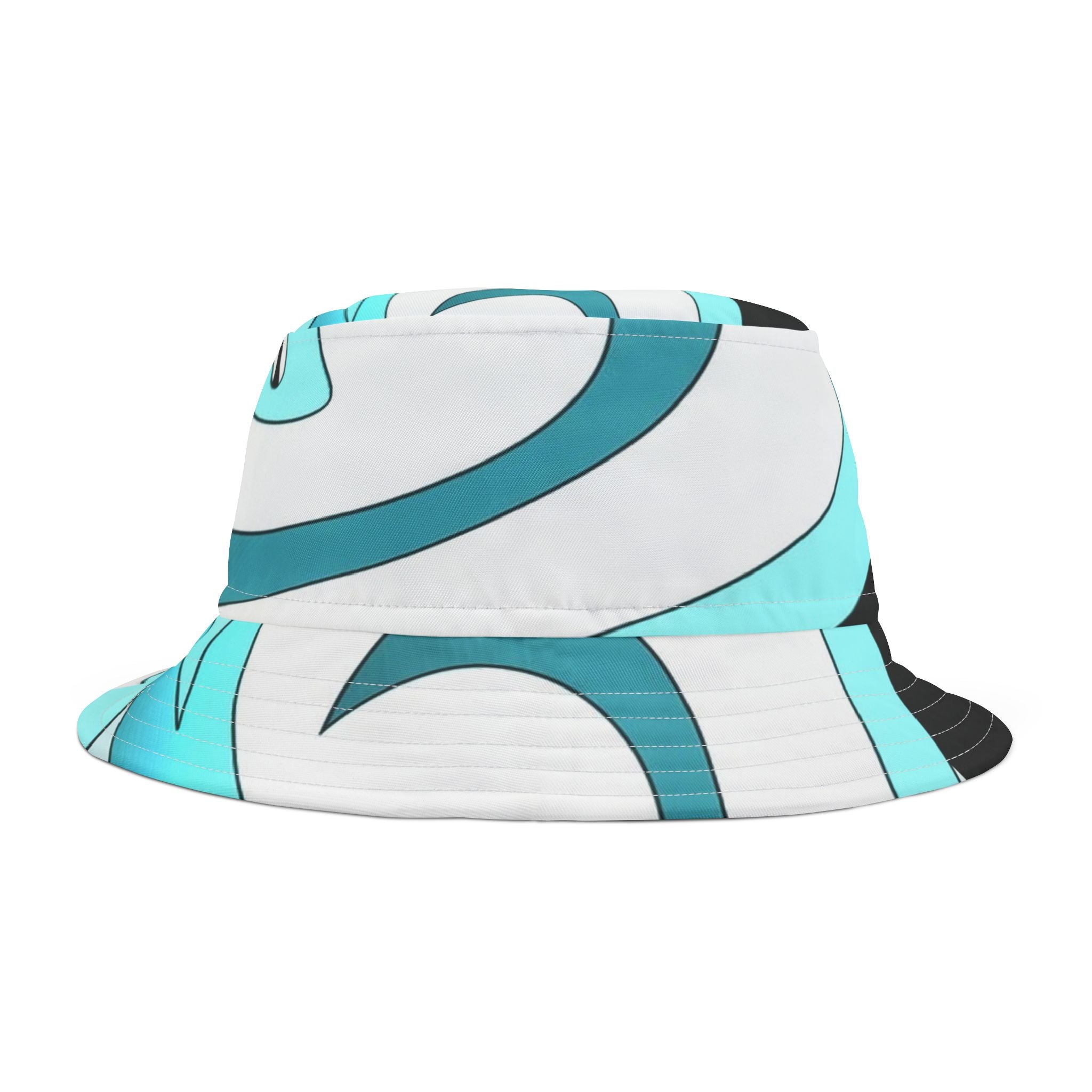 Turquoise Wave Bucket Hat — Retro Swirl Pattern Sun Hat