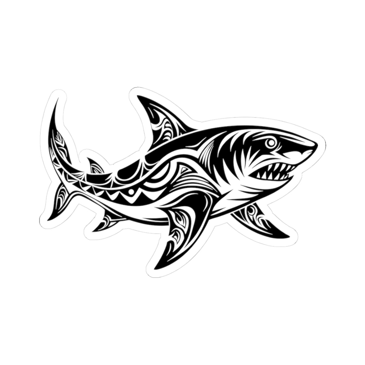 Tribal Shark Kiss-Cut Stickers – Bold Ocean-Inspired Decals for Laptops and More