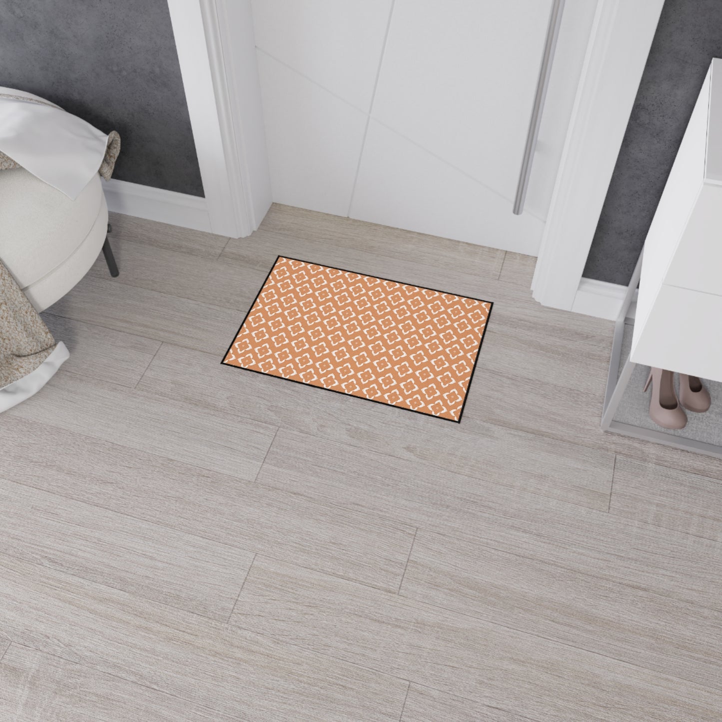 Heavy-Duty Floor Mat — Terracotta Moroccan Tile Pattern, Non-Slip Entry Rug