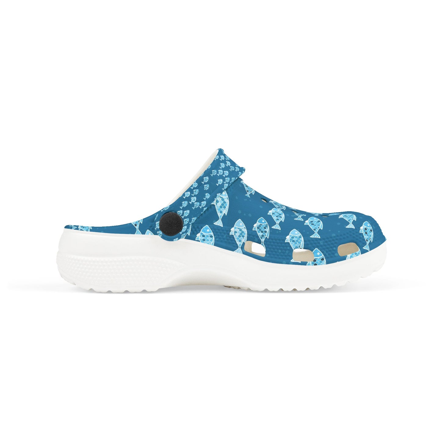 Kids Fish Pattern EVA Foam Clogs — Blue Ocean Slip-On Sandals