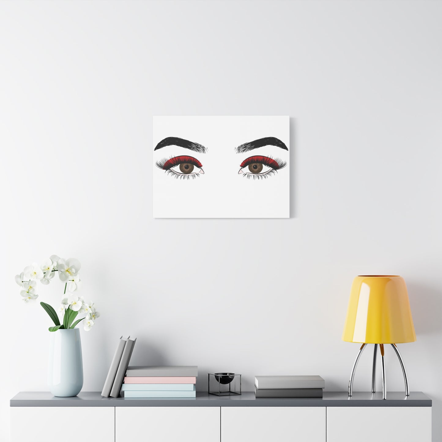Red Lashes Wall Art Canvas — Glam Eyes Makeup Decor