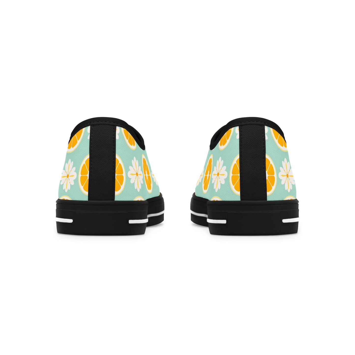 Low Top Sneakers — Retro Citrus & Daisies Pattern