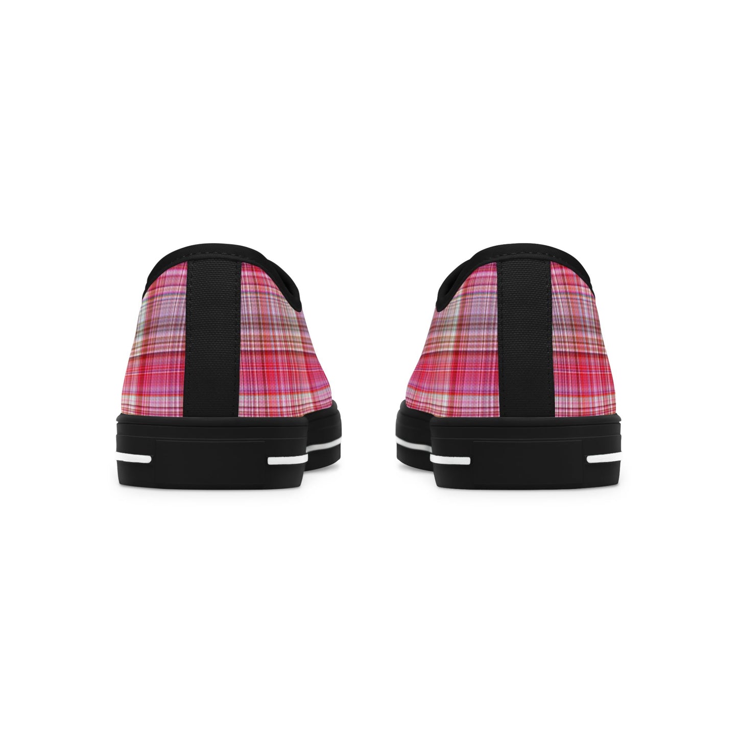 Pink Plaid Low Top Sneakers — Women's Casual Canvas Shoes