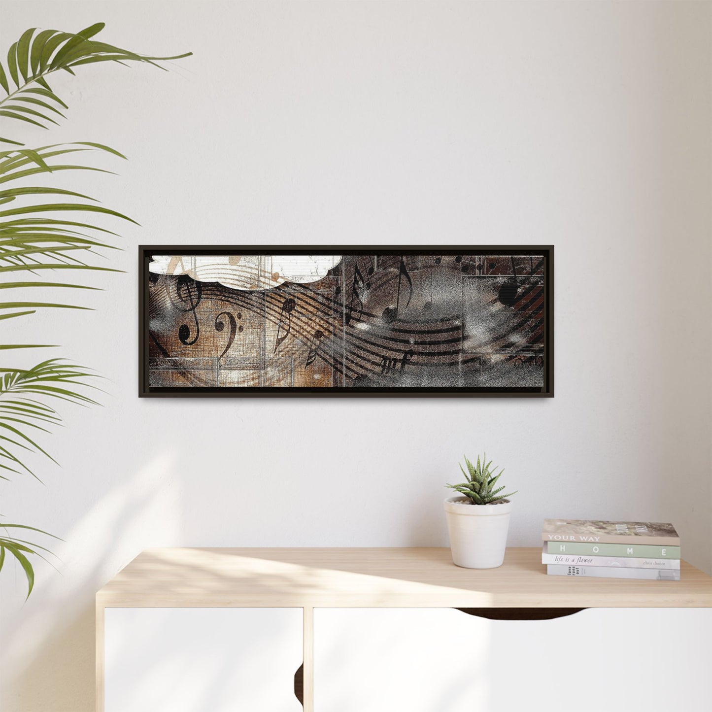 Framed Music Notes Canvas Print — Abstract Vintage Piano & Sheet Music Wall Art