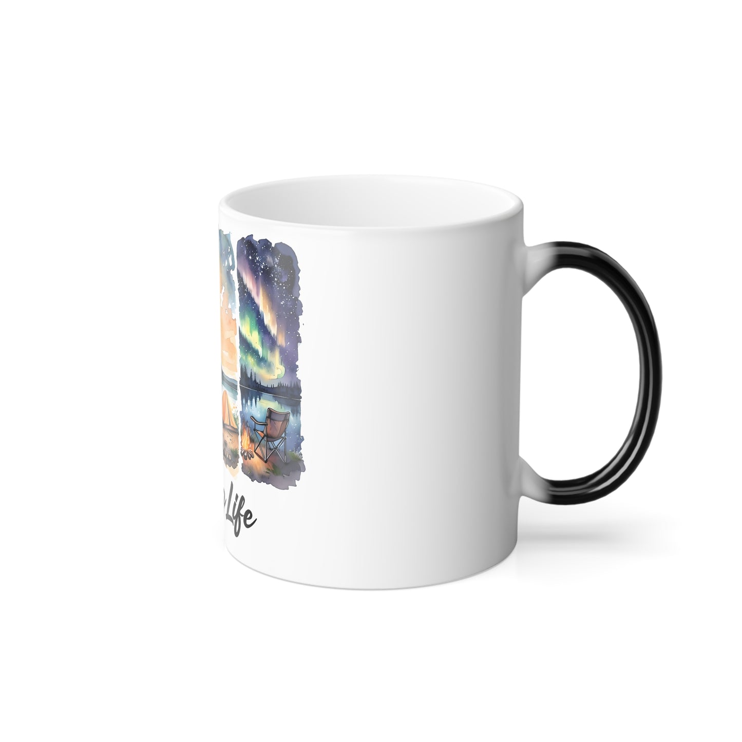Camping Life Color-Changing Mug — 11oz Camper, Tent & Campfire Design