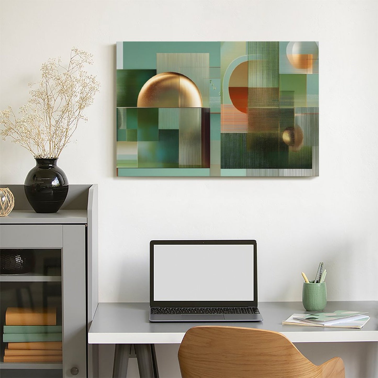Vintage Framed Canvas Wall Art Print–Large Wood Frame for Living Room