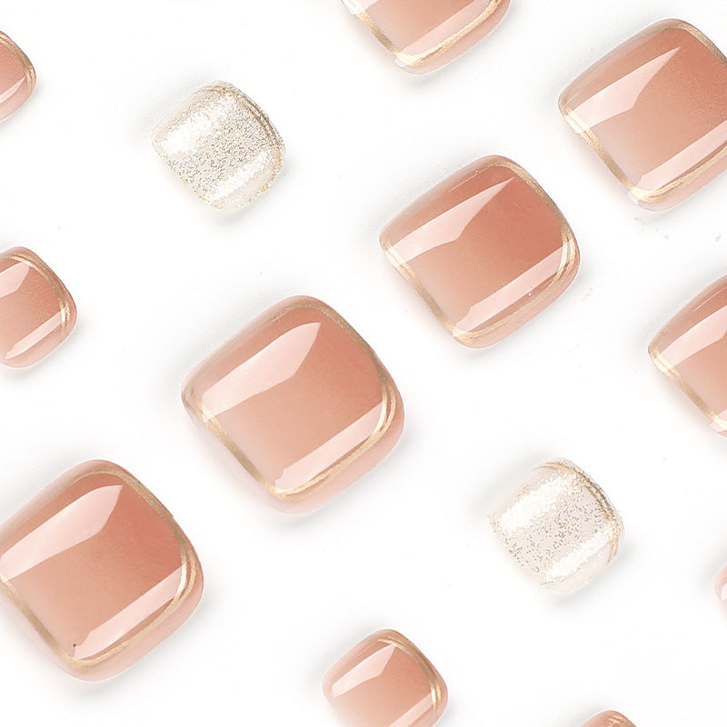 Press-on nails wholesale Nude Phnom Penh glitter foot nail piece wholesale Europe and America press on nails – Image 3