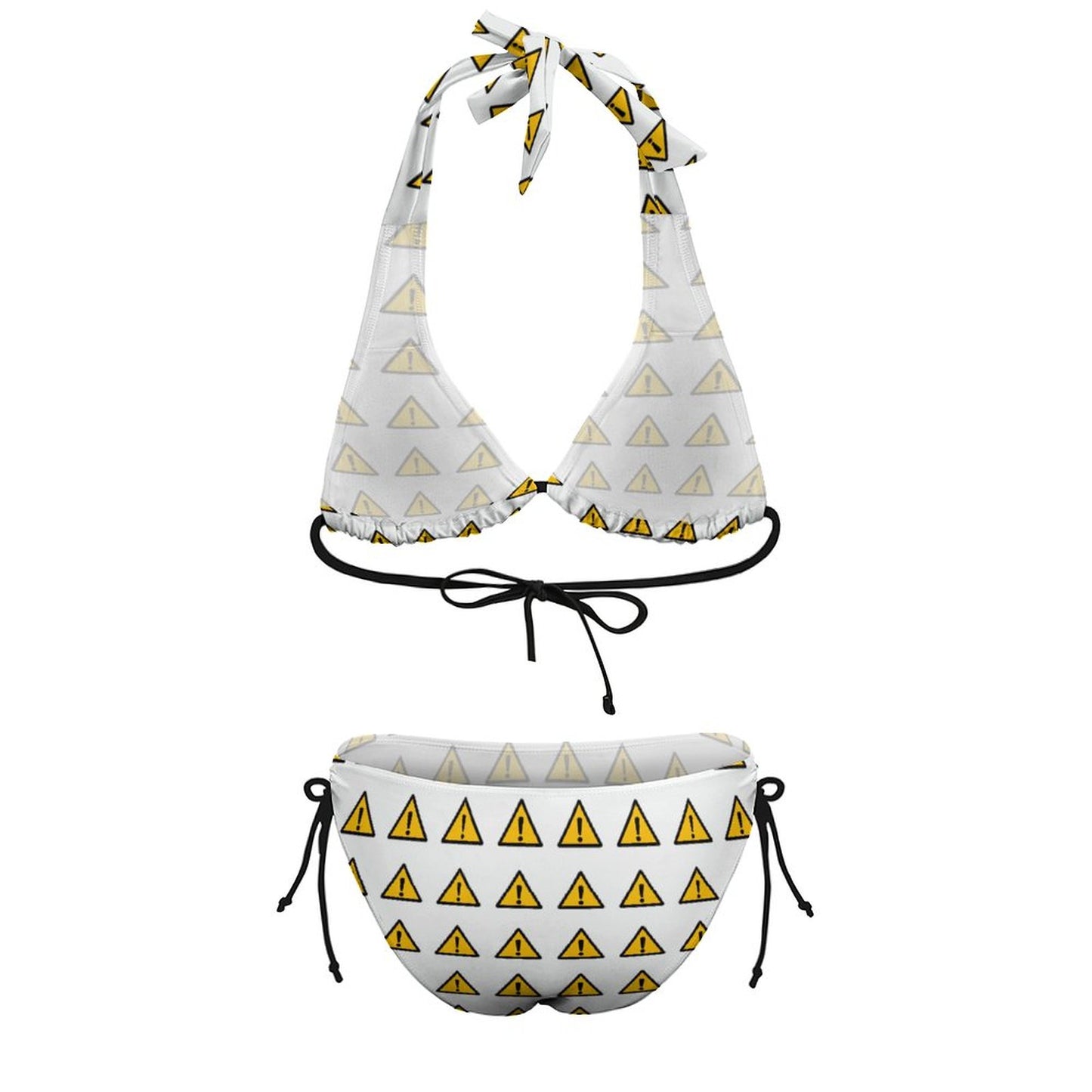 Two Piece Halter Swimsuit Caution