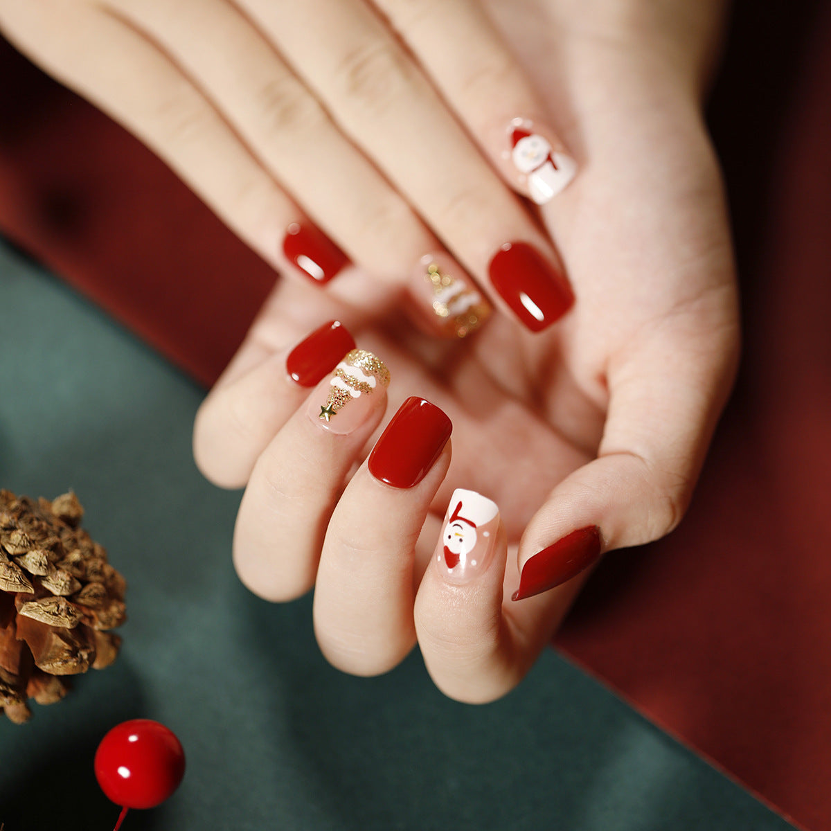 Art Finished Christmas Series Flat Nail False Nail 365nails – Image 11