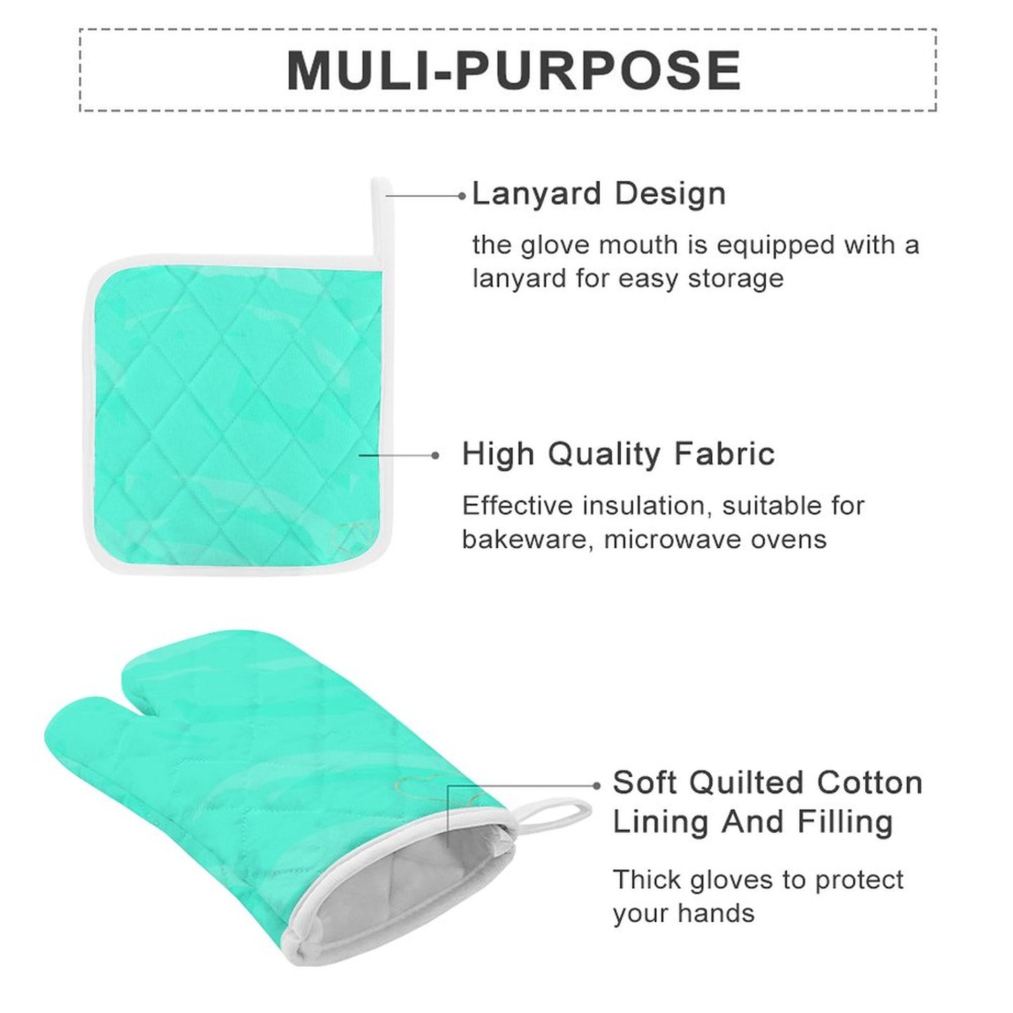 Oven Mitts & Pot Holder Set of 3