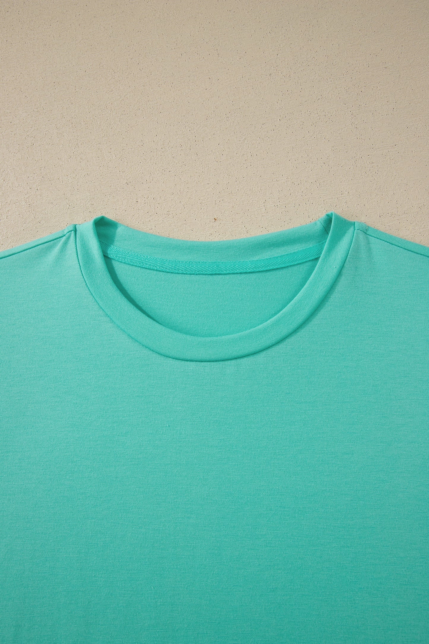 Mint Green Casual Plain Crew Neck Tee