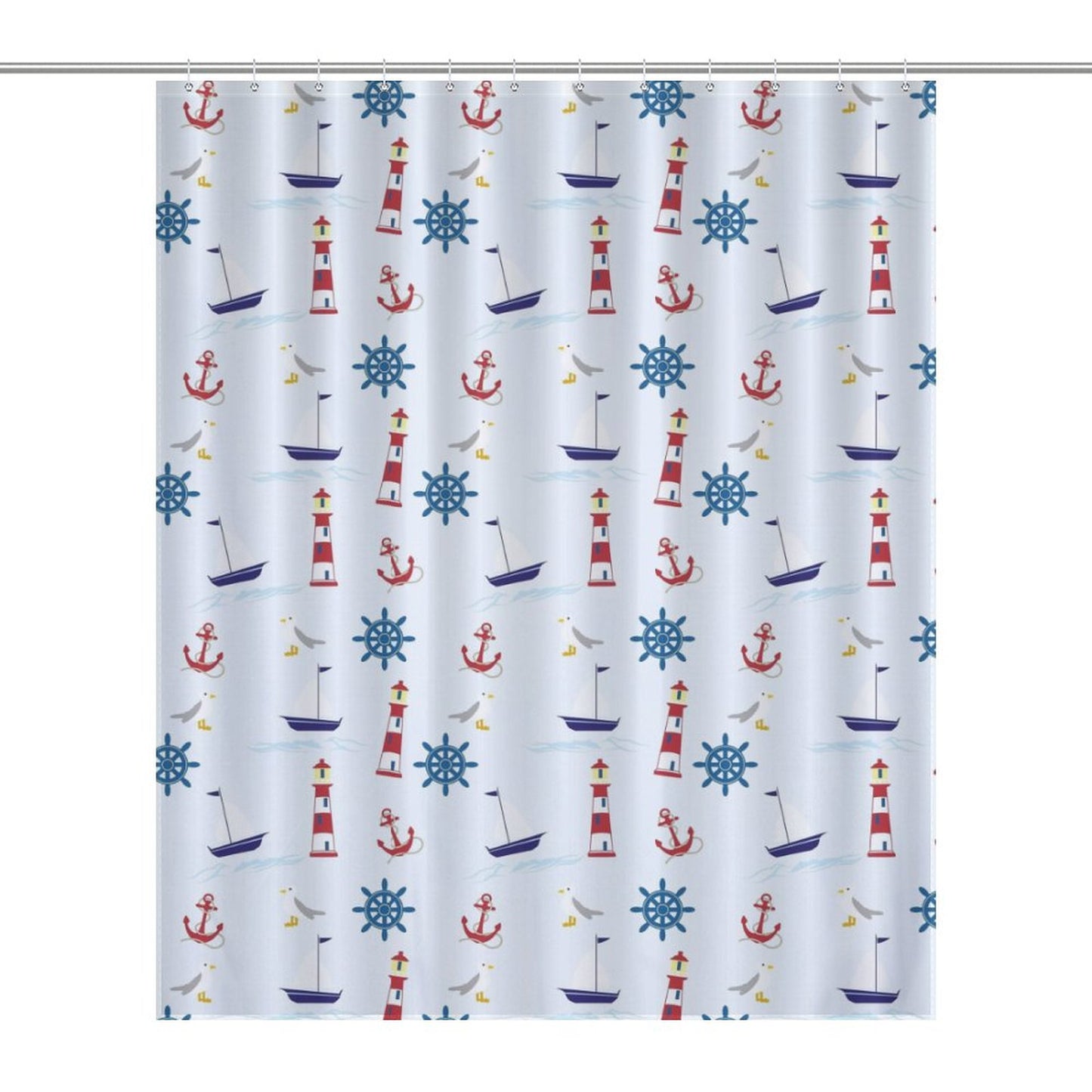 Flower Shower Curtain - Lighthouses, Sailboats and Anchors