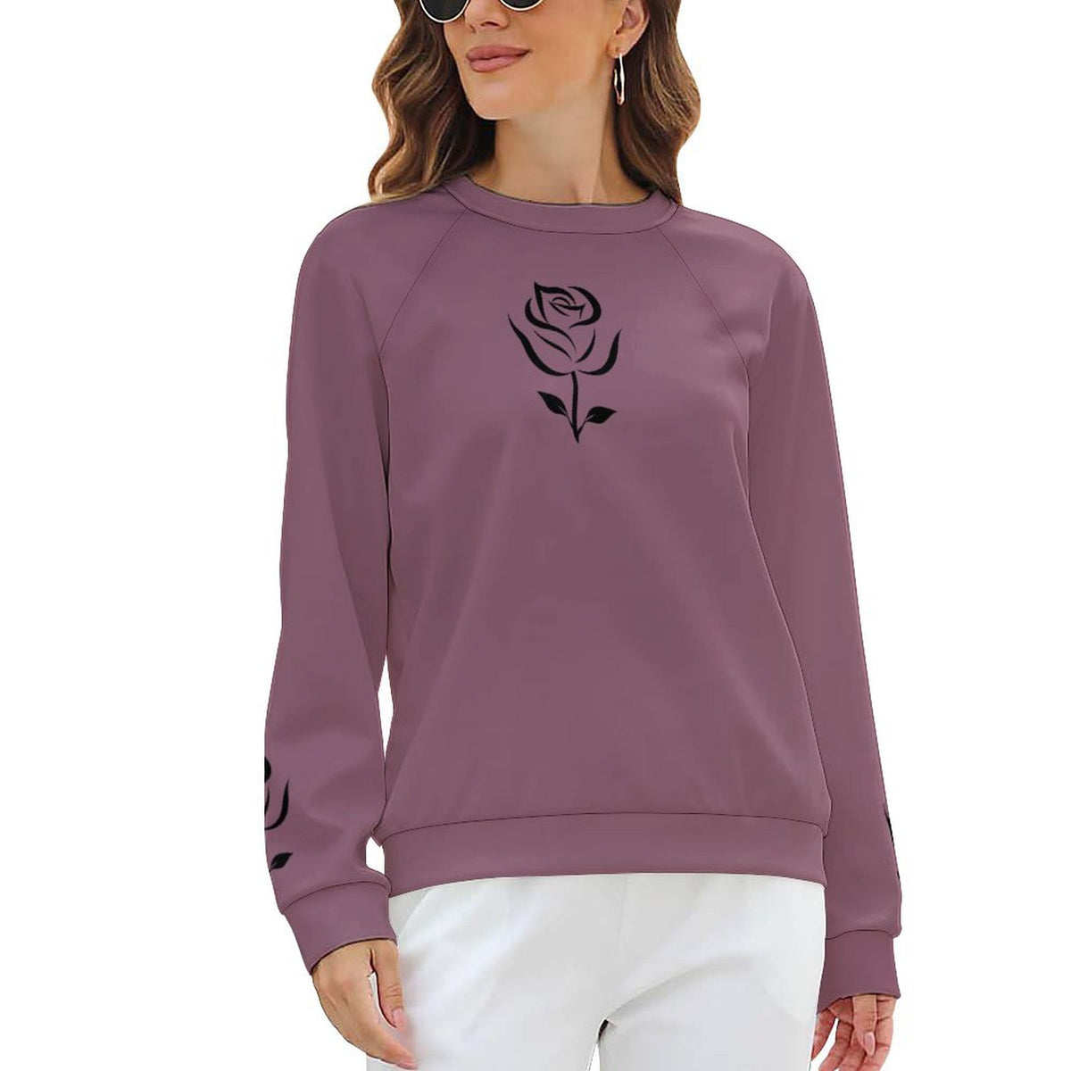 Black Rose Sweatshirt Designs Raglan Style