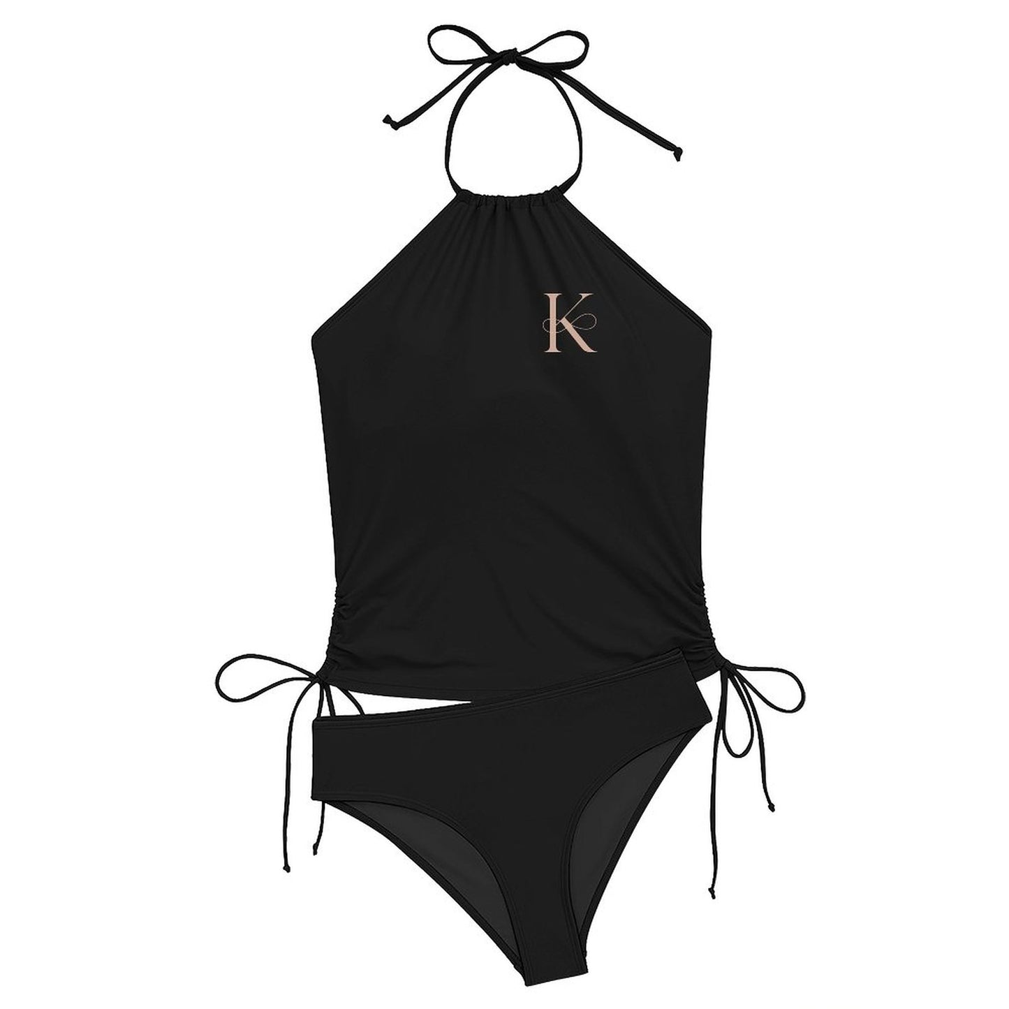 Halter High Neck 2-Piece Swimsuit Set for Women - Letter K
