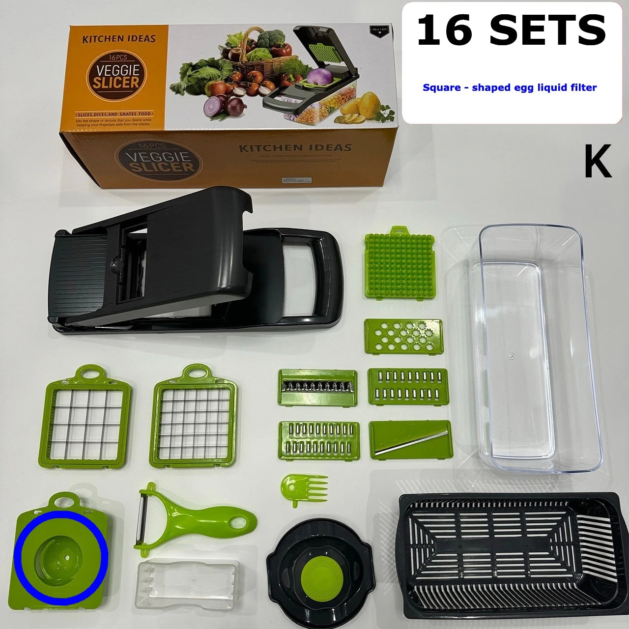 Multifunctional Kitchen Grater Vegetable Spiral Cutter Chopper Food Choppers Vegetable Spiralizer With 15 Sets and 16 Sets