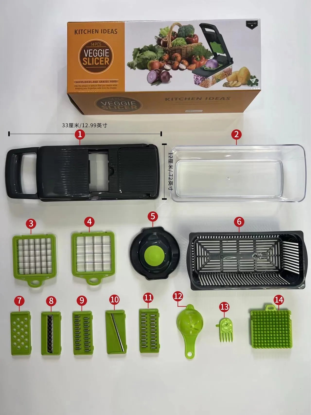 Multifunctional Kitchen Grater Vegetable Spiral Cutter Chopper Food Choppers Vegetable Spiralizer With 15 Sets and 16 Sets