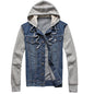 Denim Jacket Men Hooded Jeans Jackets Mens Fashion Patchwork Hoodies Casual Cowboy Mens Jacket Streetwear Mens Jackets and Coats