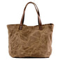 Waterproof Oil Wax Canvas Handbag Fashion Tote Bag Cross Section Large Capacity Shopping Bag Shoulder Bag