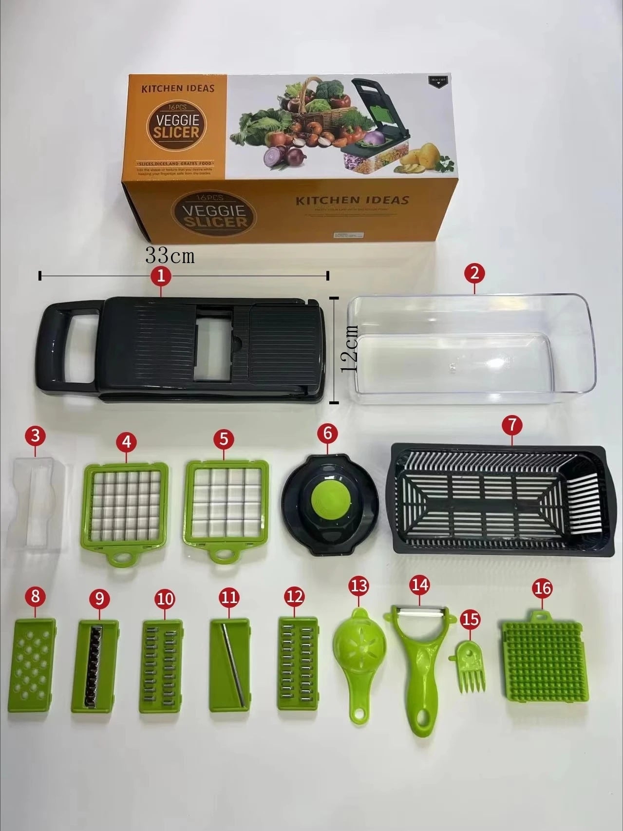 Multifunctional Kitchen Grater Vegetable Spiral Cutter Chopper Food Choppers Vegetable Spiralizer With 15 Sets and 16 Sets