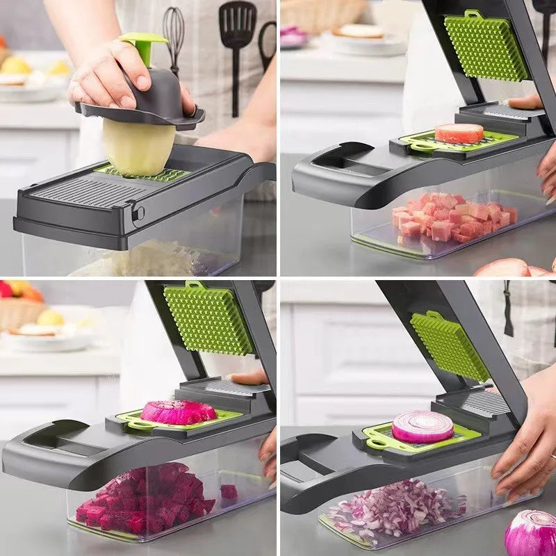 Multifunctional Kitchen Grater Vegetable Spiral Cutter Chopper Food Choppers Vegetable Spiralizer With 15 Sets and 16 Sets
