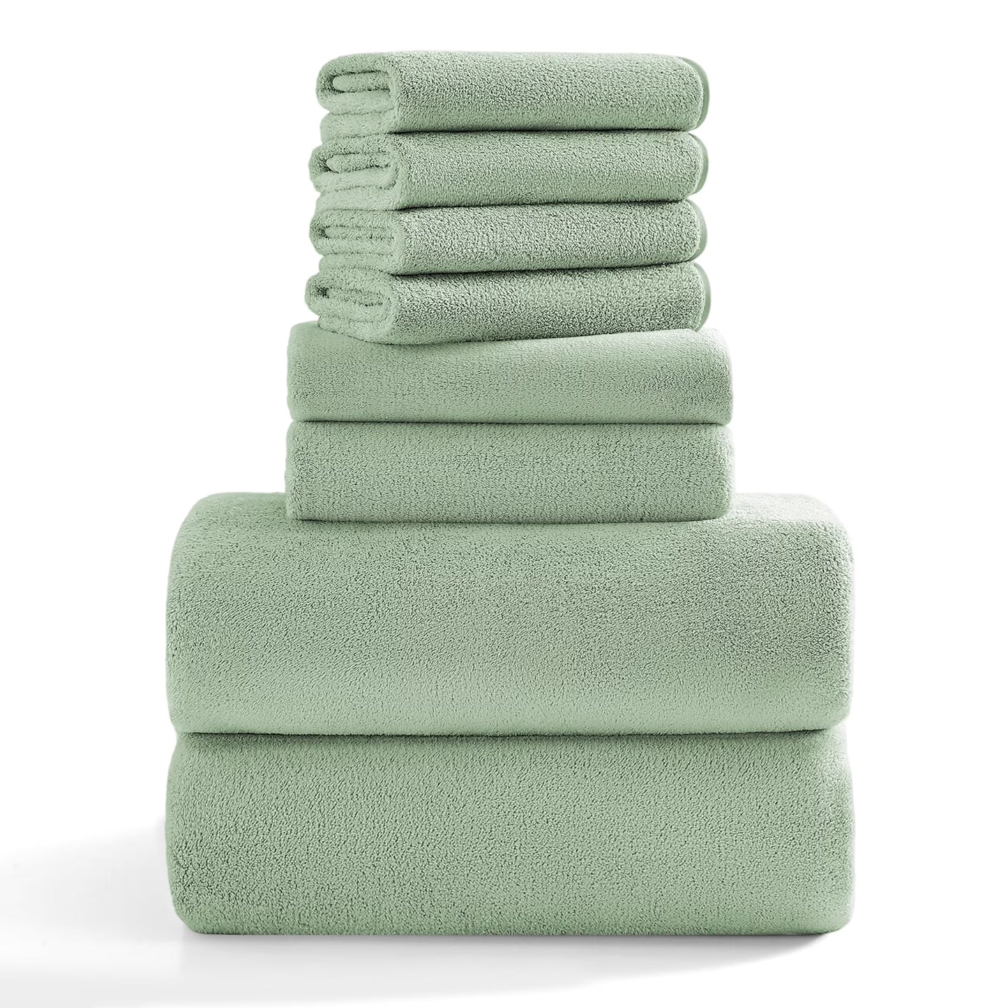 Jessy Home 8 Piece Home Collection Ultra Soft Cozy Towels 700 GSM Light Green Plush Towel Set