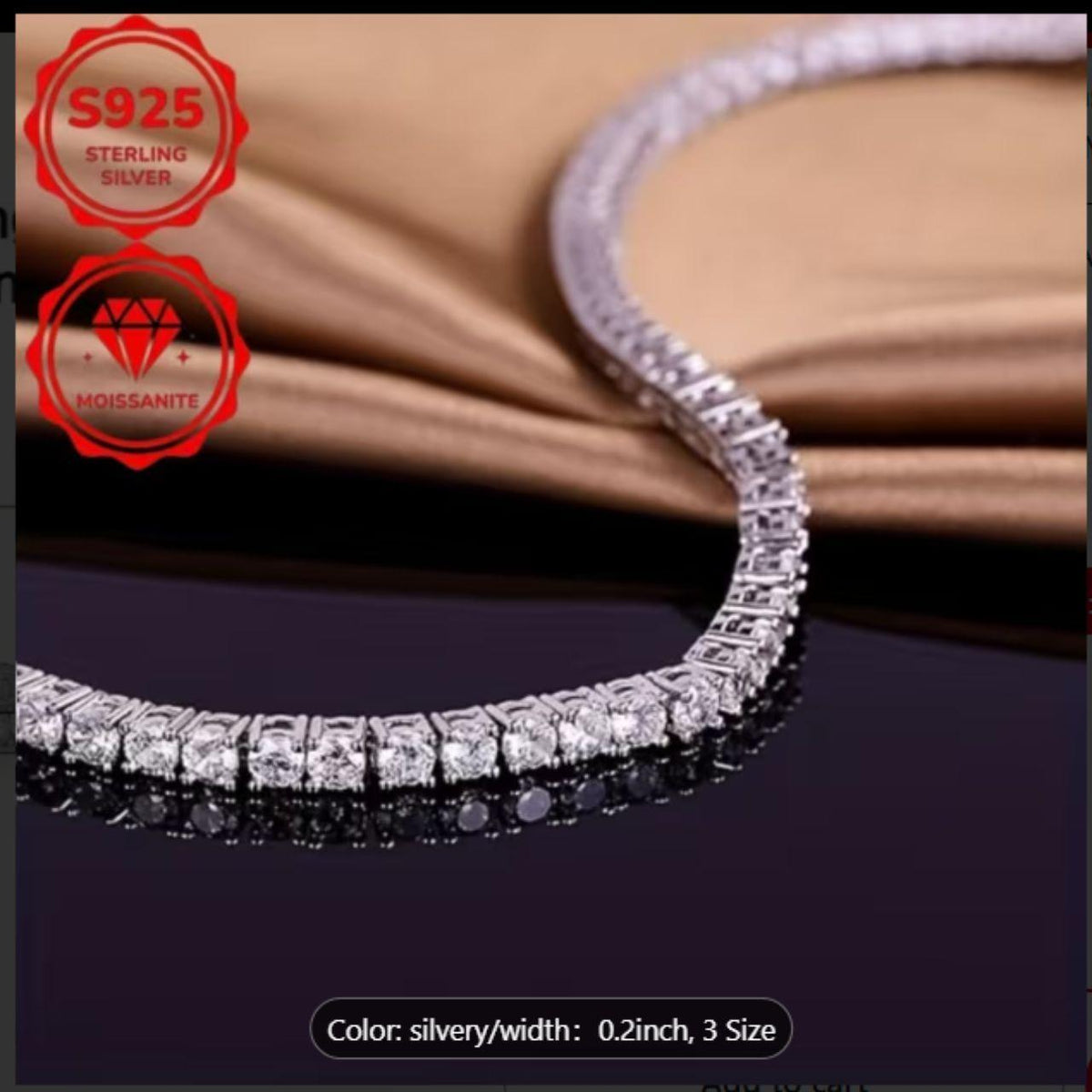 925 Moissanite Bracelet New 7.9 inches