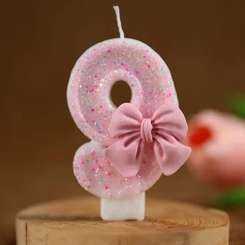 New Number Cake Candle Pink Glitter Birthday Candle 0 1 2 3 4 5 6 7 8 9 3D Number Candle Cake Topper Birthday Party Cake Decor