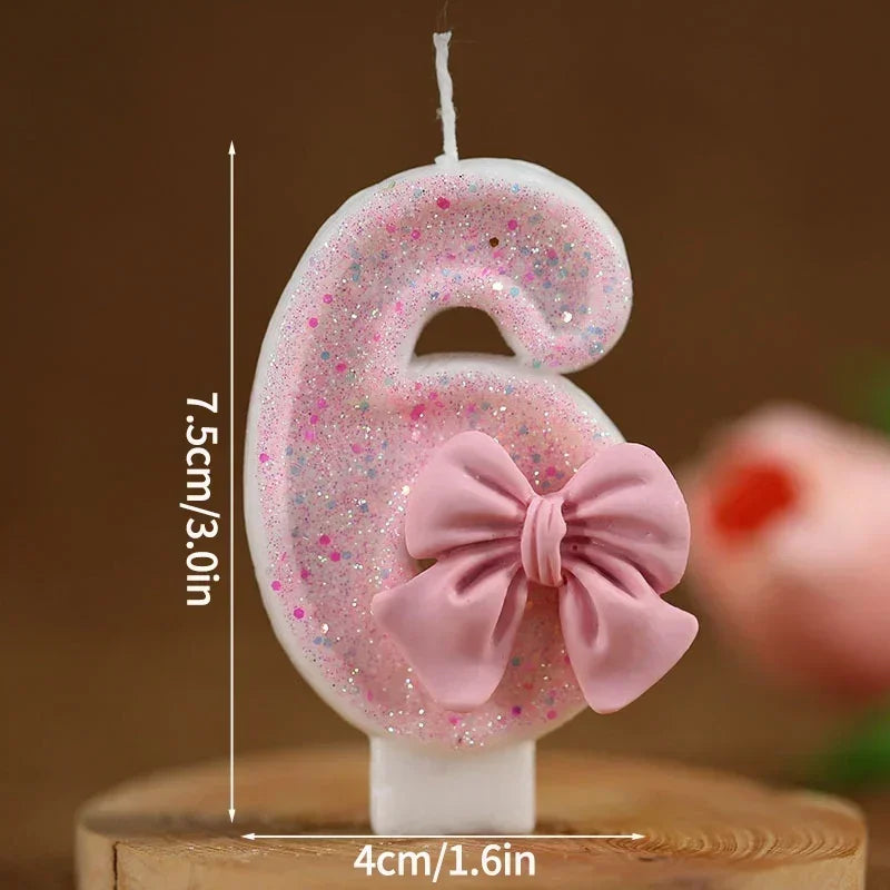 New Number Cake Candle Pink Glitter Birthday Candle 0 1 2 3 4 5 6 7 8 9 3D Number Candle Cake Topper Birthday Party Cake Decor