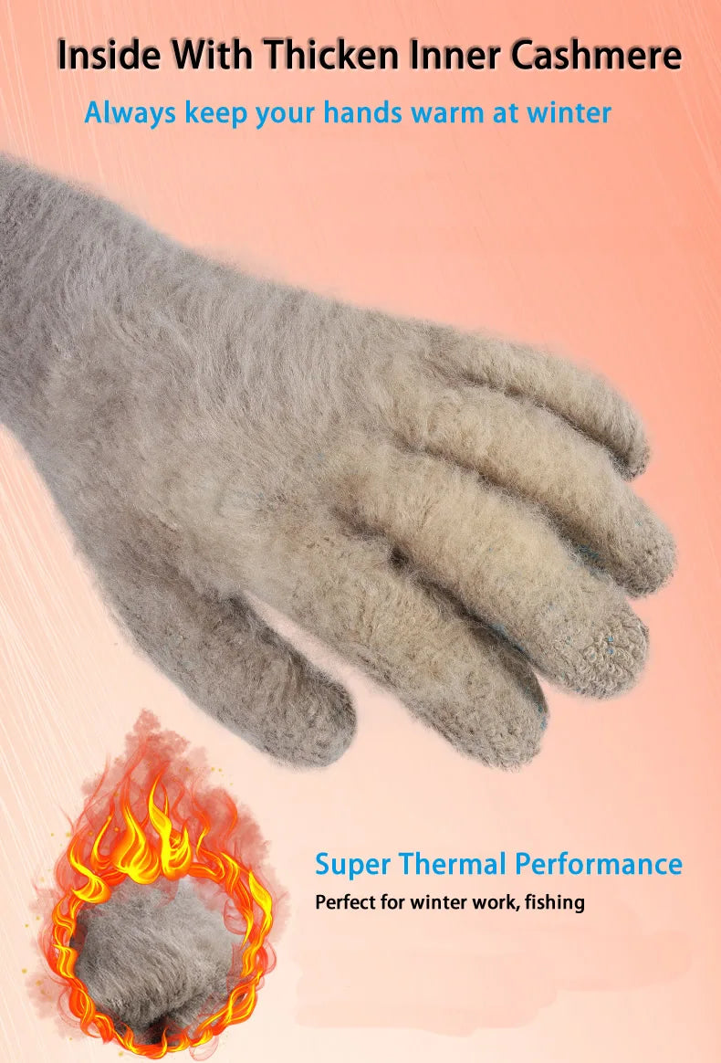 1Pair Winter Thermal Gloves Waterproof Work Safety Glove Anti-Slip Grip Rubber Garden Gloves For Worker Builder Hands Protection