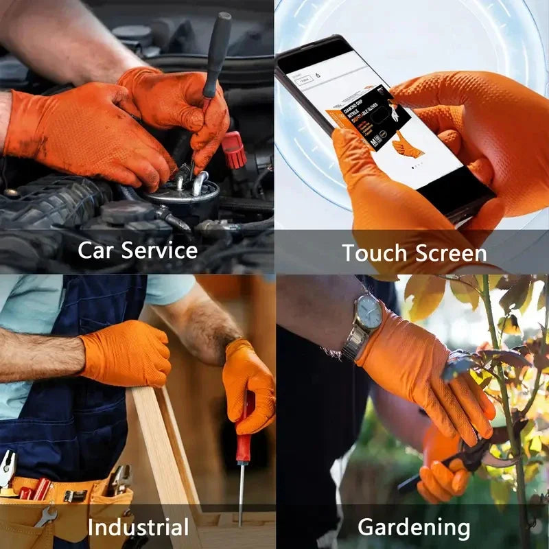 Heavy Duty Disposable Nitrile Gloves 8Mil Extra Thick Mechanic Glove with Textured Grip Antislip Safety Work Gloves