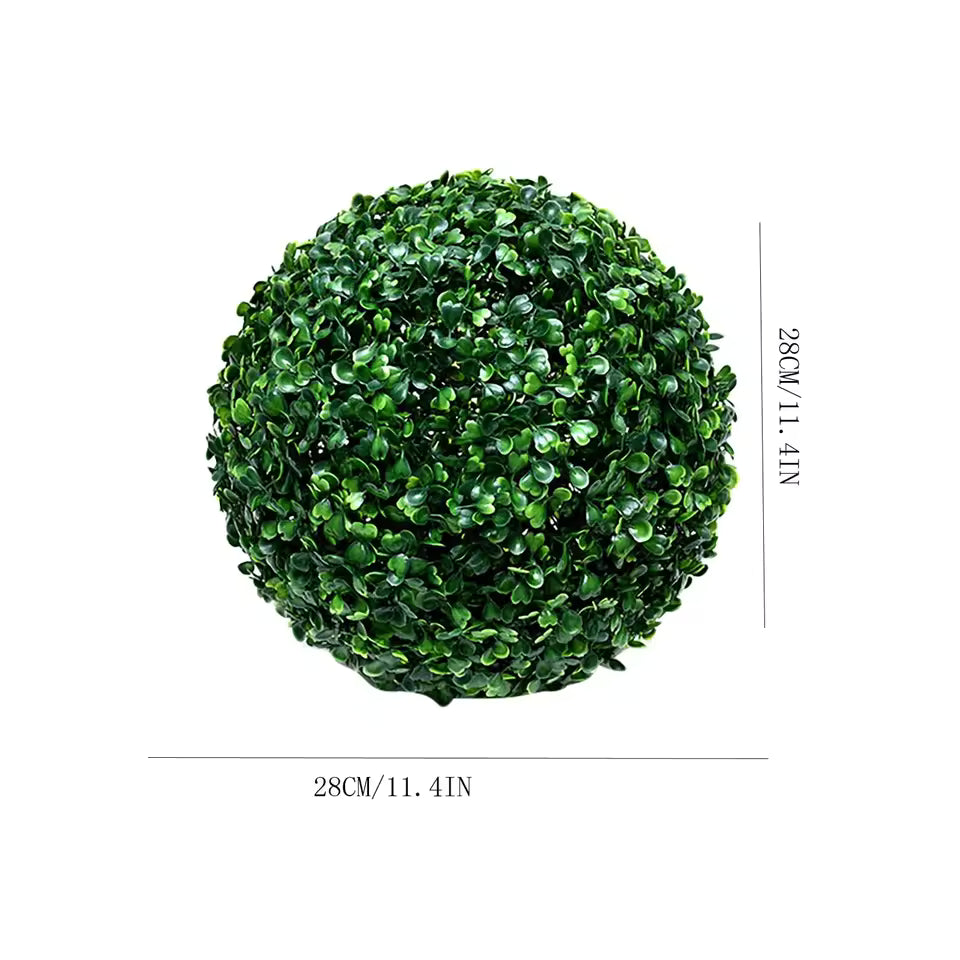 2 Pcs 11 Inch Artificial Plant Topiary Ball 4 Layers Garden Spheres Boxwood Balls Artificial Topiaries Spheres Decorative Plants for Backyard, Balcony, Garden, Indoor Outdoor Decor(Green)