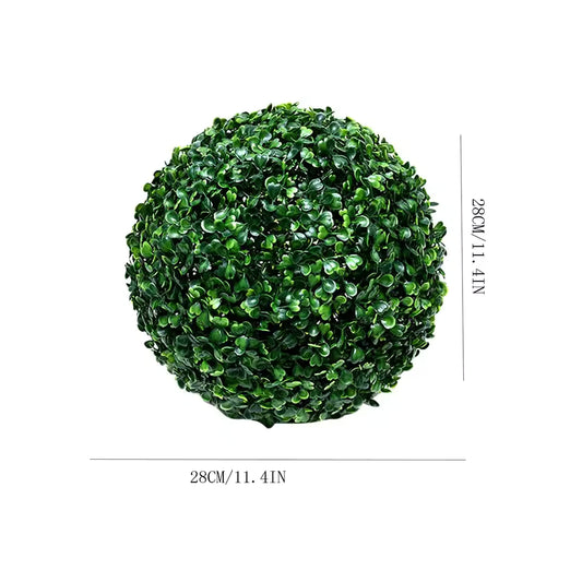 2 Pcs 11 Inch Artificial Plant Topiary Ball 4 Layers Garden Spheres Boxwood Balls Artificial Topiaries Spheres Decorative Plants for Backyard, Balcony, Garden, Indoor Outdoor Decor(Green)