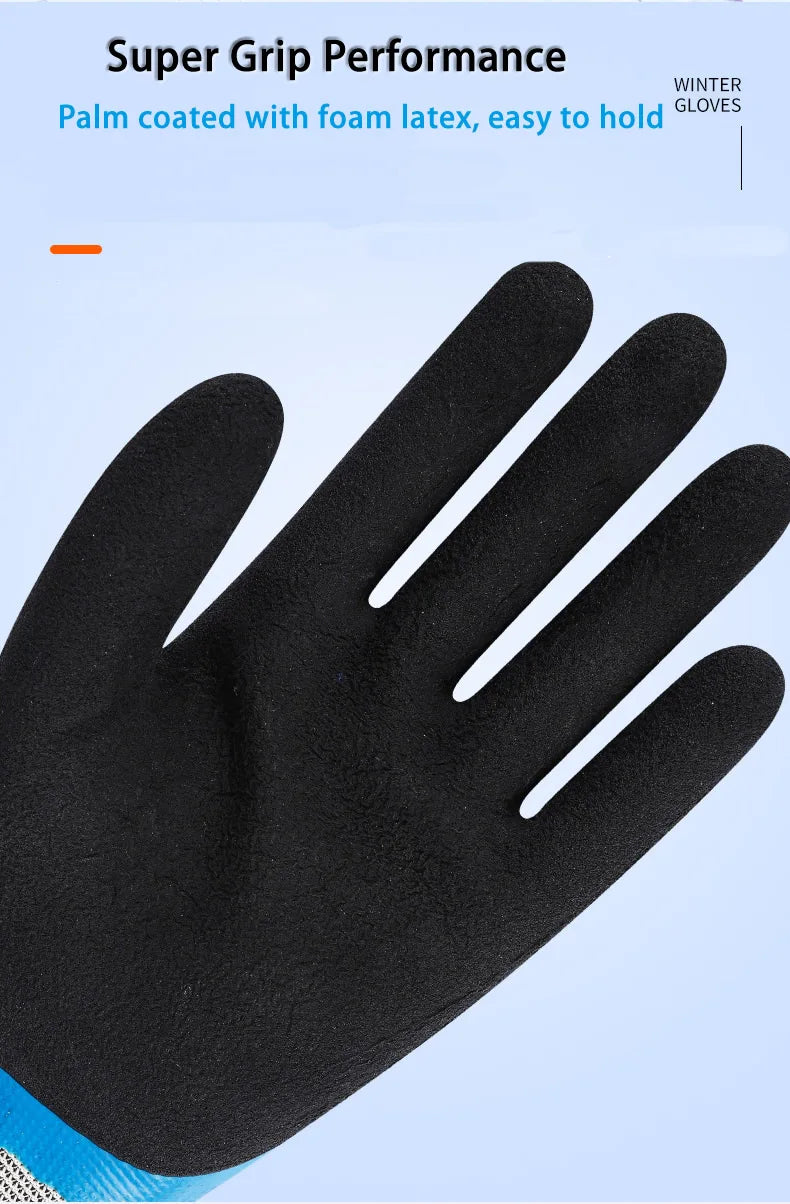 1Pair Winter Thermal Gloves Waterproof Work Safety Glove Anti-Slip Grip Rubber Garden Gloves For Worker Builder Hands Protection