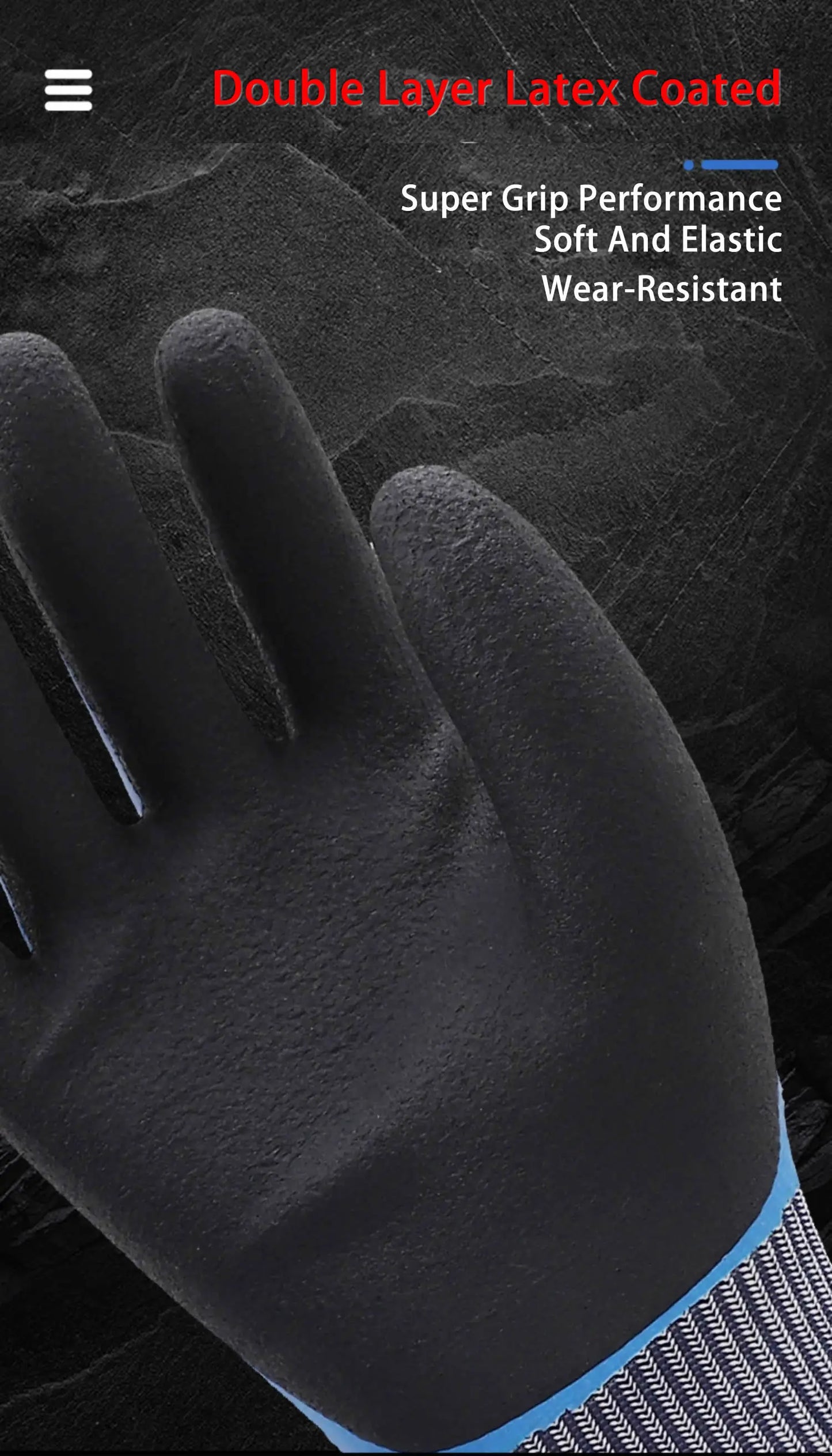 1Pair Winter Thermal Gloves Waterproof Work Safety Glove Anti-Slip Grip Rubber Garden Gloves For Worker Builder Hands Protection
