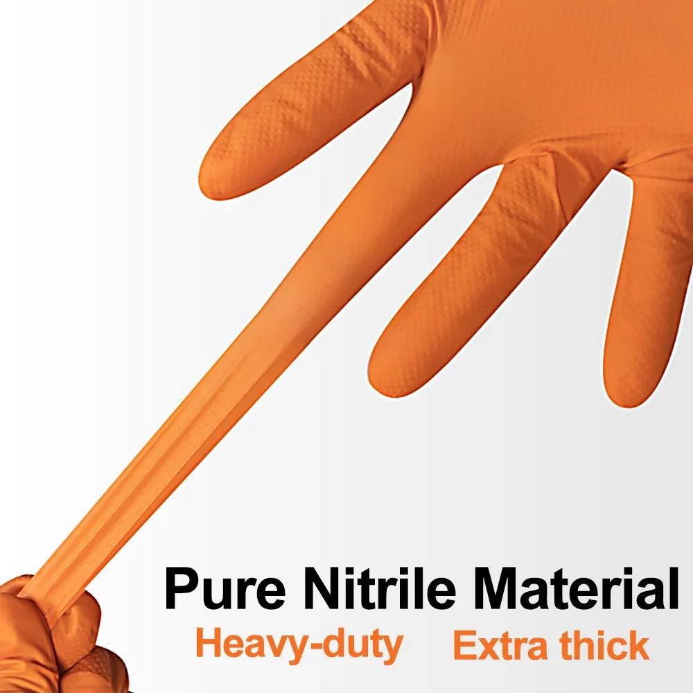 Heavy Duty Disposable Nitrile Gloves 8Mil Extra Thick Mechanic Glove with Textured Grip Antislip Safety Work Gloves