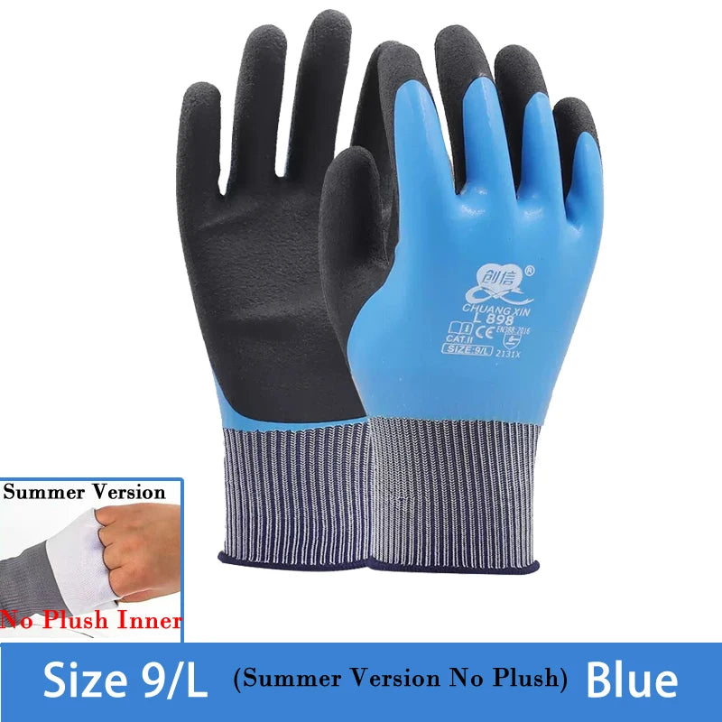 1Pair Winter Thermal Gloves Waterproof Work Safety Glove Anti-Slip Grip Rubber Garden Gloves For Worker Builder Hands Protection