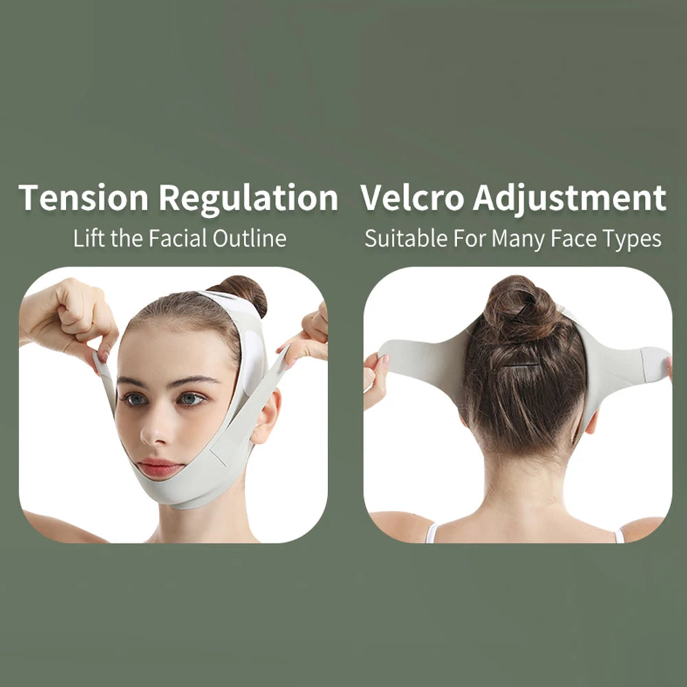 V-Lift Face Mask with Breathable Fabric, Anti-Aging Face Sculpting Band for Double Chin Reduction, Reusable Facial Lifting Strap