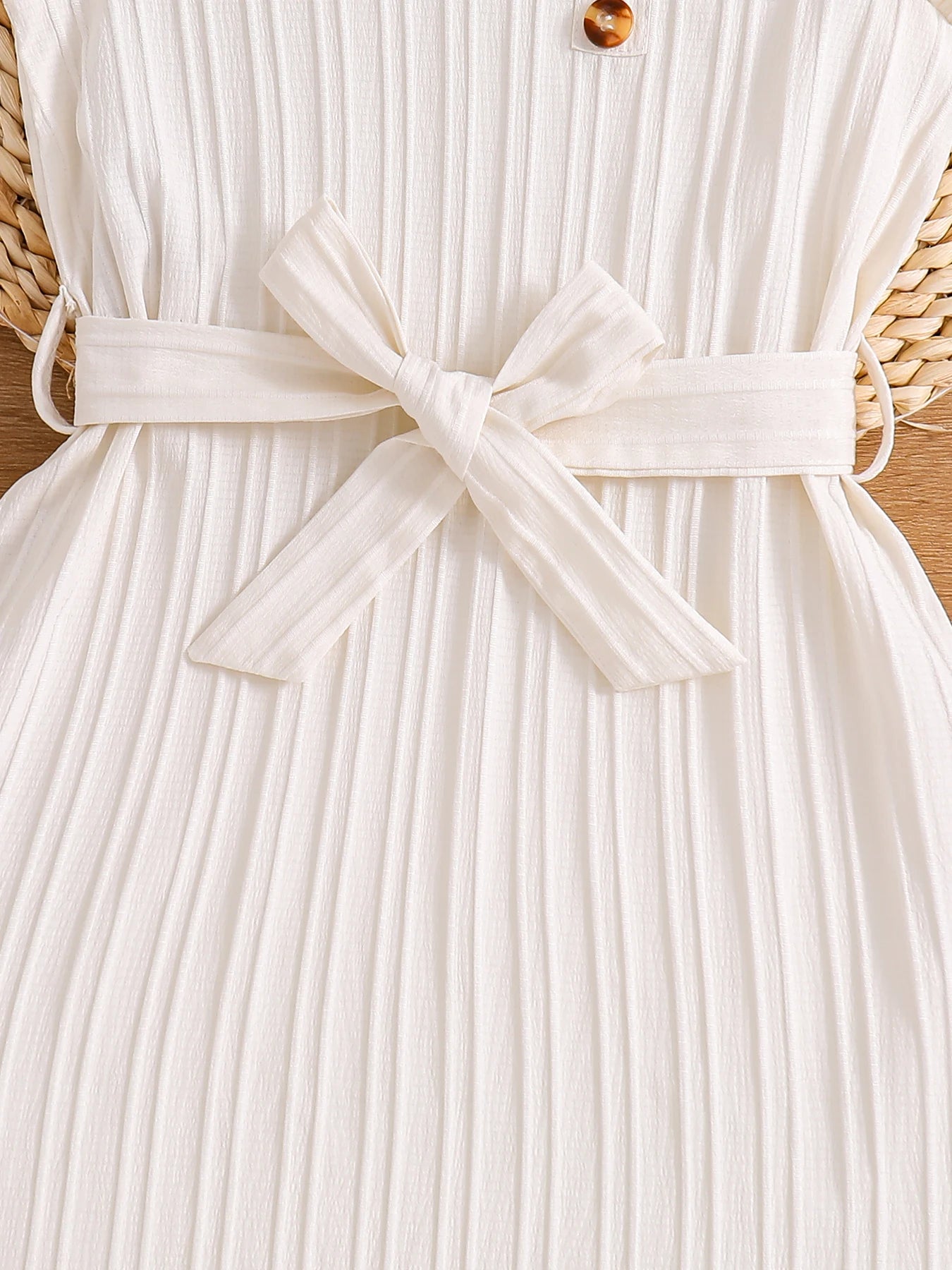 Spring and summer girls fashion vacation casual solid color round neck flying sleeve dress summer clothing + small satchel