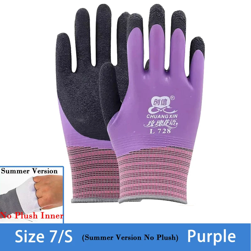 1Pair Winter Thermal Gloves Waterproof Work Safety Glove Anti-Slip Grip Rubber Garden Gloves For Worker Builder Hands Protection