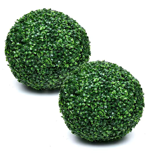 2 Pcs 11 Inch Artificial Plant Topiary Ball 4 Layers Garden Spheres Boxwood Balls Artificial Topiaries Spheres Decorative Plants for Backyard, Balcony, Garden, Indoor Outdoor Decor(Green)